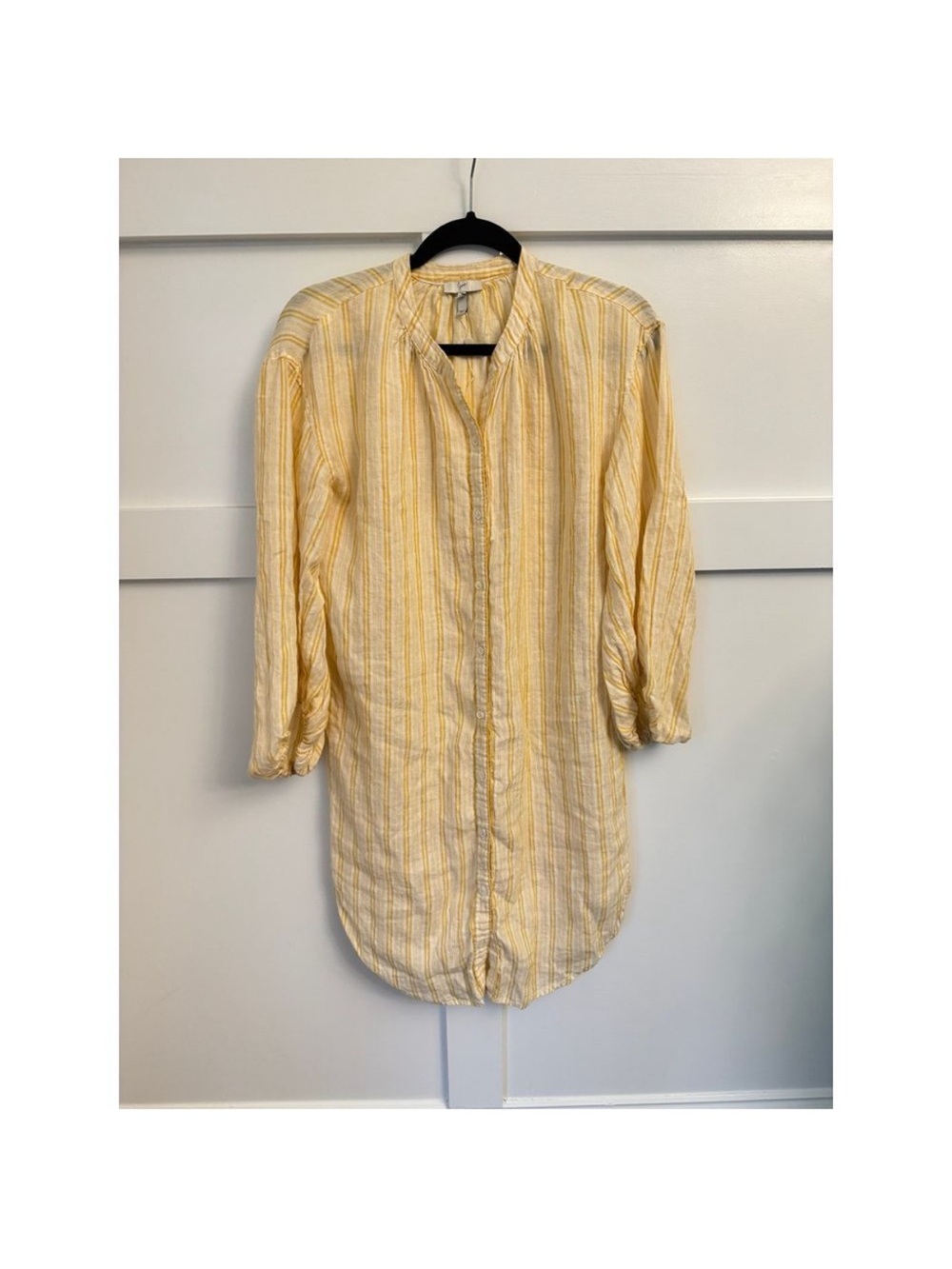 Joie Yellow Striped Longline Button-Down Shirt